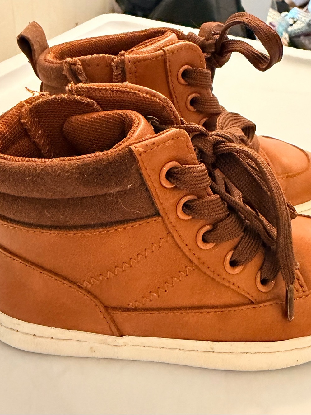 Kids Brown High-Top Sneakers - Casual Lace-Up